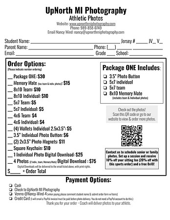 UNMP sports order form